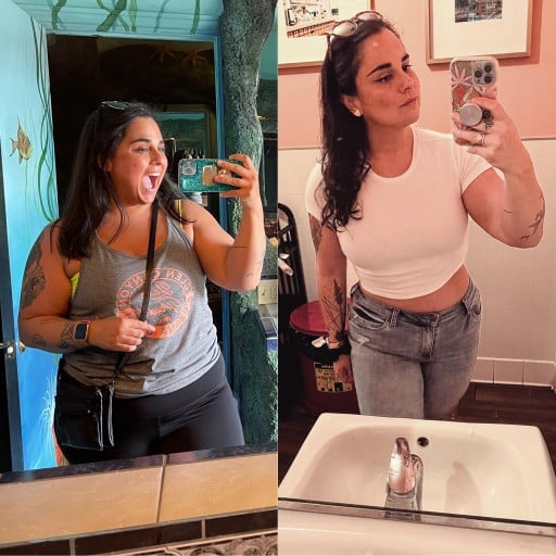 Before and After 60 lbs Fat Loss 5 feet 5 Female 248 lbs to 188 lbs
