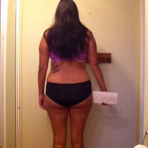 A progress pic of a 5'8" woman showing a snapshot of 160 pounds at a height of 5'8