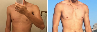 Before and After 25 lbs Weight Gain 5 foot 6 Male 110 lbs to 135 lbs