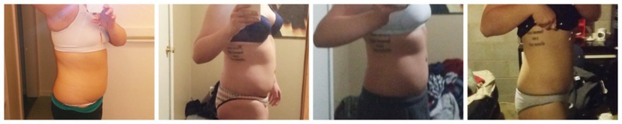 A progress pic of a 5'7" woman showing a weight reduction from 200 pounds to 167 pounds. A total loss of 33 pounds.