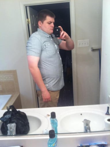 A picture of a 6'2" male showing a weight loss from 305 pounds to 260 pounds. A respectable loss of 45 pounds.