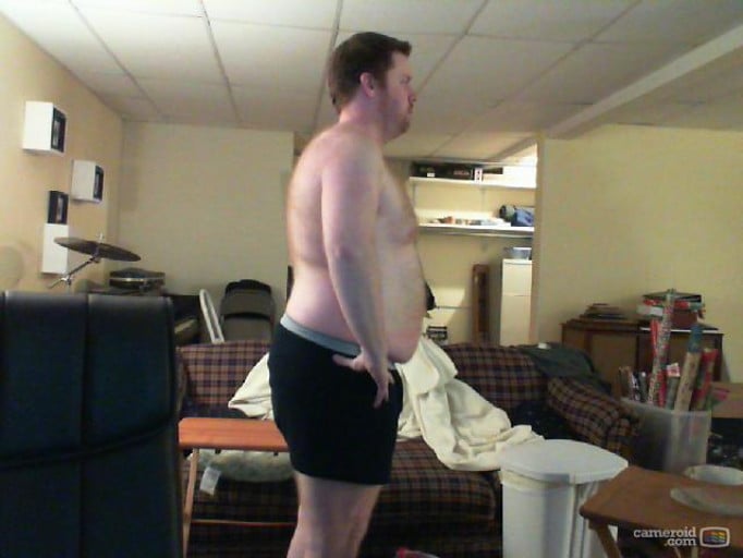 A progress pic of a 5'11" man showing a weight reduction from 257 pounds to 170 pounds. A net loss of 87 pounds.