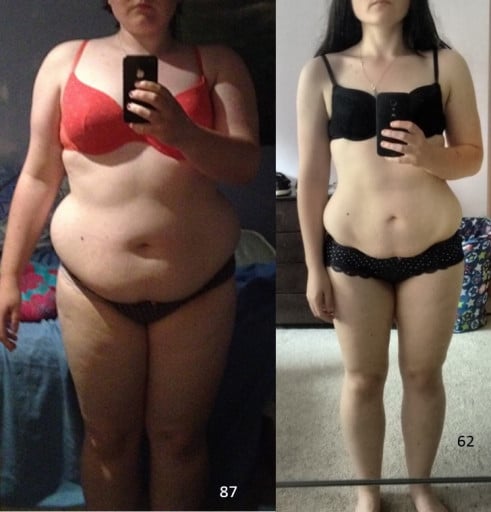 A progress pic of a 5'3" woman showing a weight reduction from 191 pounds to 136 pounds. A total loss of 55 pounds.