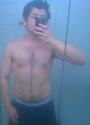 A progress pic of a 5'5" man showing a weight reduction from 225 pounds to 155 pounds. A respectable loss of 70 pounds.