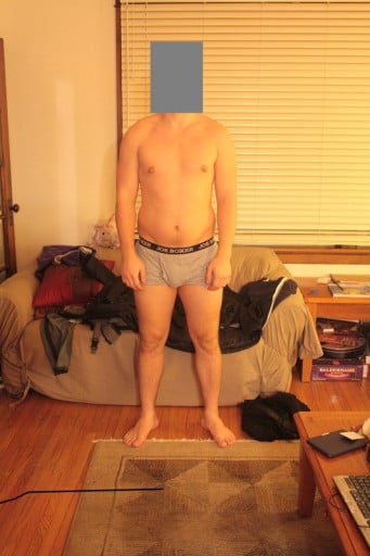 A before and after photo of a 6'1" male showing a snapshot of 224 pounds at a height of 6'1