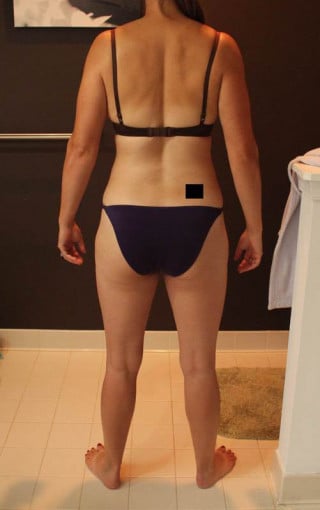 A progress pic of a 5'6" woman showing a snapshot of 132 pounds at a height of 5'6