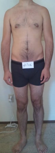 A before and after photo of a 6'1" male showing a snapshot of 185 pounds at a height of 6'1