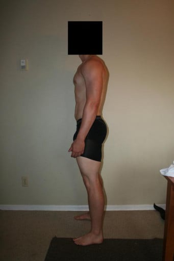 A before and after photo of a 6'1" male showing a snapshot of 207 pounds at a height of 6'1