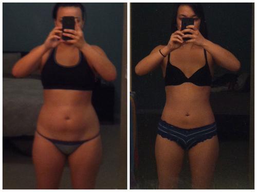 Before and After 25 lbs Weight Loss 5'2 Female 145 lbs to