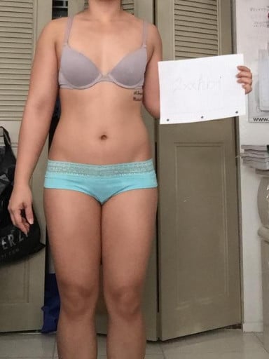 A picture of a 4'11" female showing a snapshot of 120 pounds at a height of 4'11