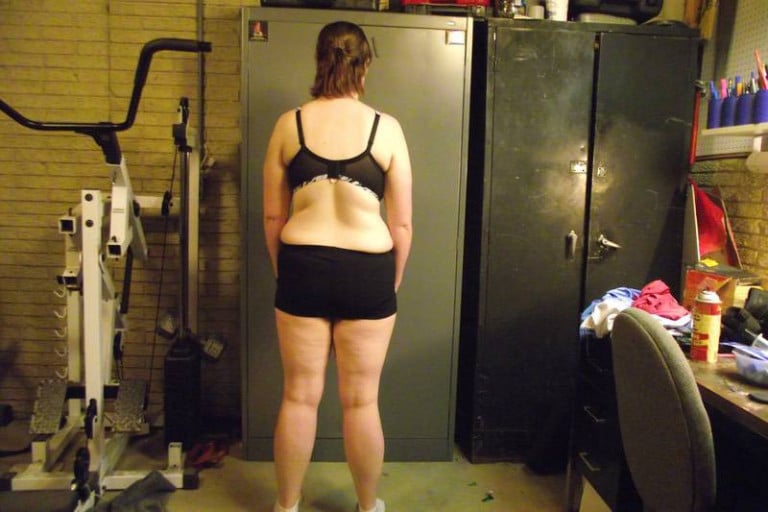 A progress pic of a 5'7" woman showing a snapshot of 182 pounds at a height of 5'7
