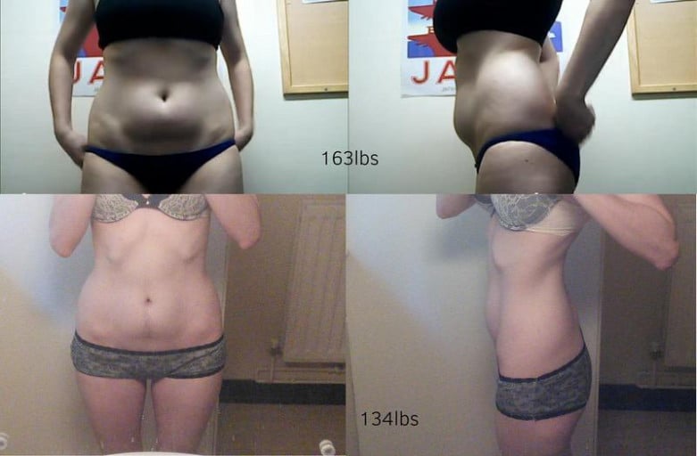 F/22/5'8" [163>134] Belly Fat Is Still Killing Me, but You Can See Changes!