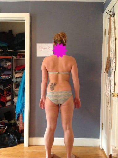 A progress pic of a 5'7" woman showing a snapshot of 162 pounds at a height of 5'7