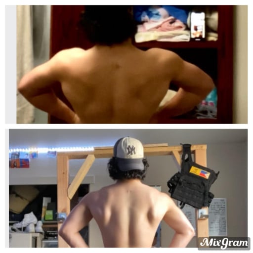 Before and After 15 lbs Weight Gain 5'10 Male 172 lbs to 187 lbs
