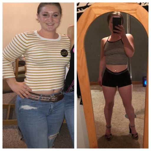 31 lbs Weight Loss 5 foot Female 155 lbs to 124 lbs