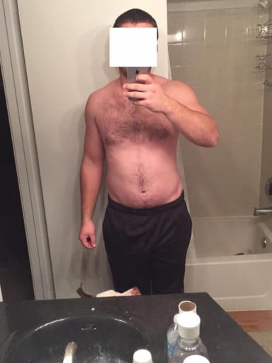 A progress pic of a 6'0" man showing a weight cut from 200 pounds to 180 pounds. A respectable loss of 20 pounds.