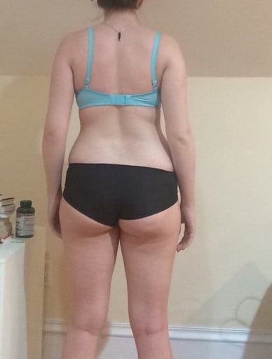 A progress pic of a 5'8" woman showing a snapshot of 158 pounds at a height of 5'8