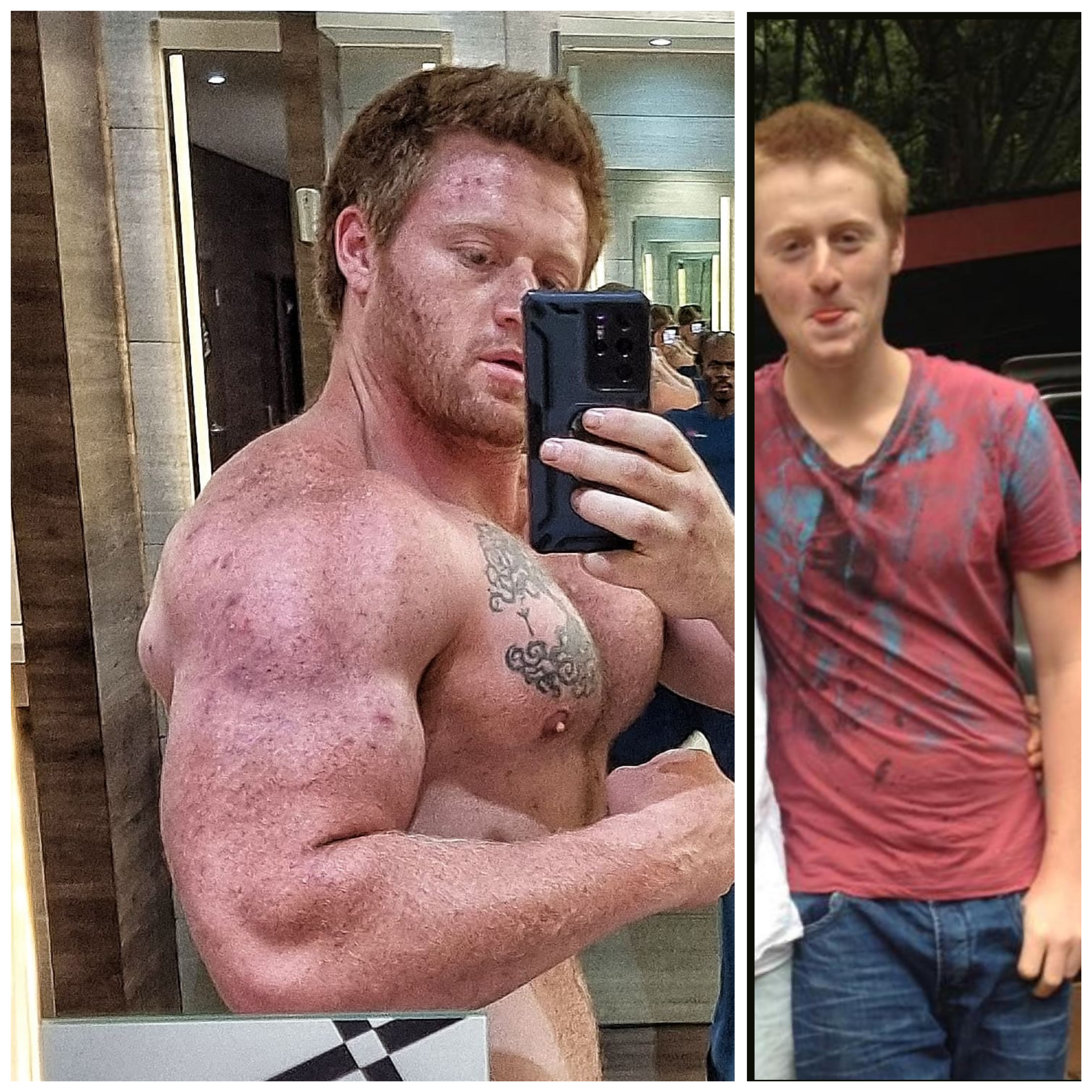 Before and After 105 lbs Muscle Gain 6 feet 3 Male 155 lbs to 260 lbs