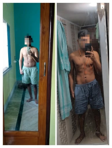 Before and After 49 lbs Weight Loss 5'7 Male 176 lbs to 127 lbs