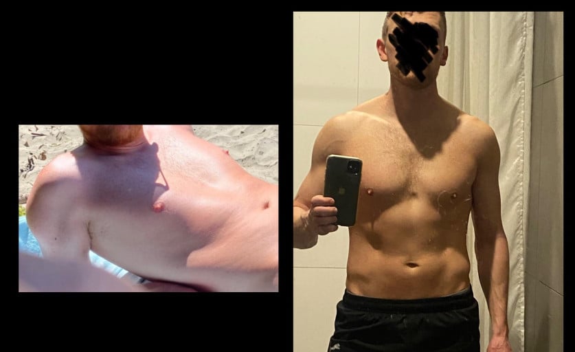 Before and After 10 lbs Fat Loss 5 feet 7 Male 160 lbs to 150 lbs