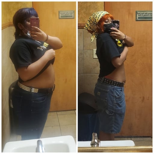 68 lbs Fat Loss Before and After 5 foot 7 Female 250 lbs to 182 lbs