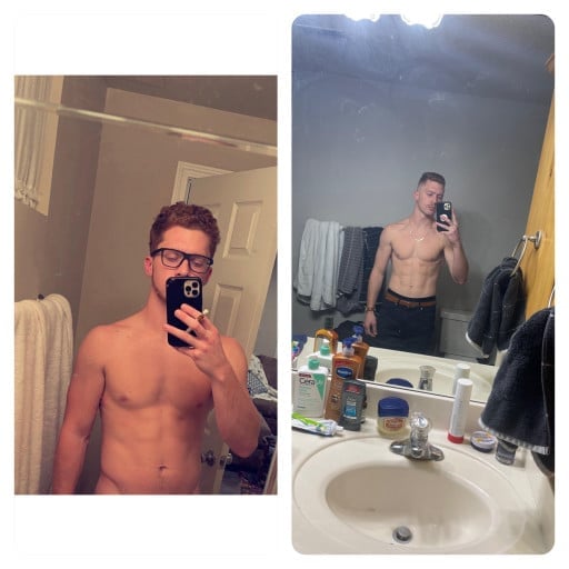 6 foot Male Before and After 15 lbs Fat Loss 190 lbs to 175 lbs