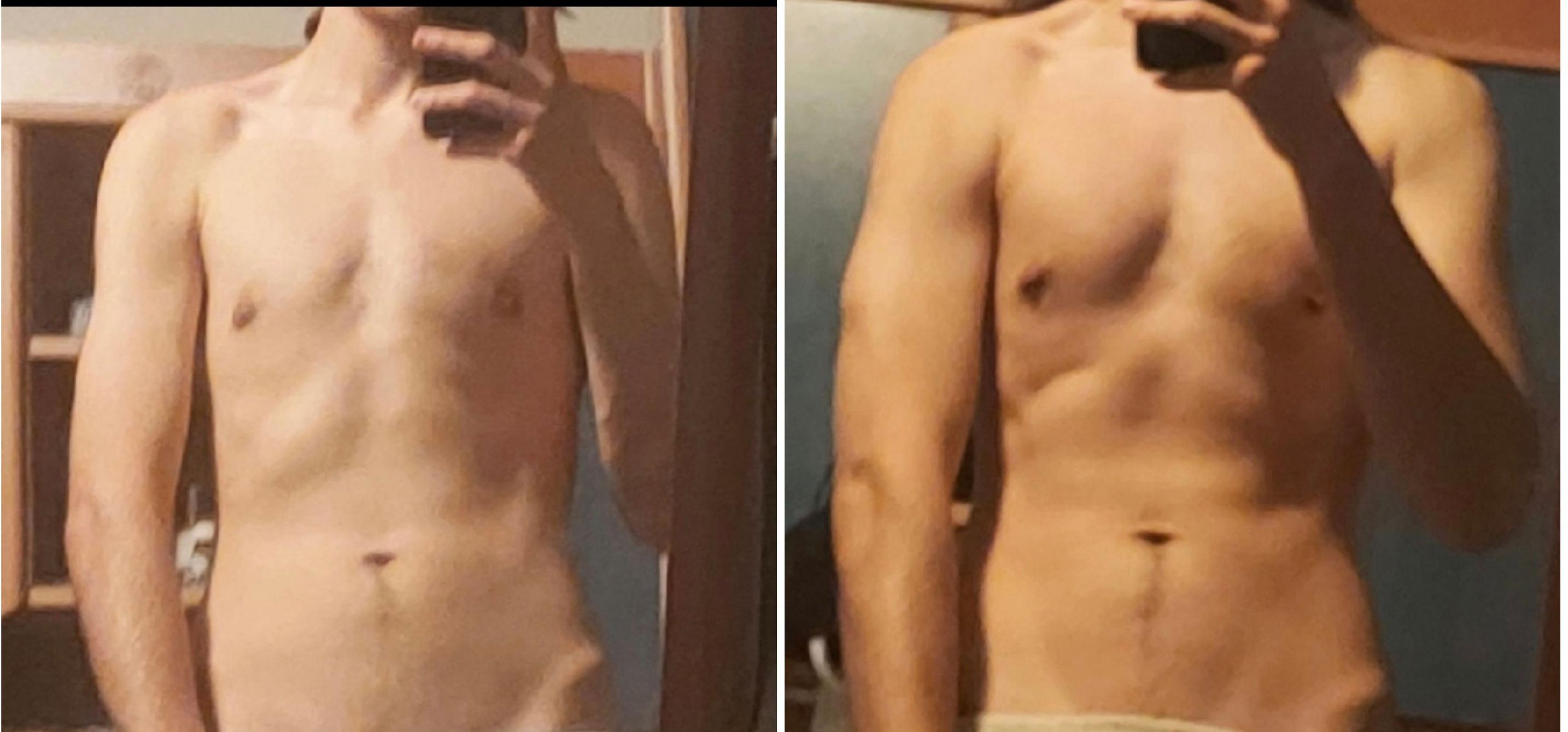 Progress Pics of 15 lbs Weight Gain 5'11 Male 140 lbs to 155 lbs