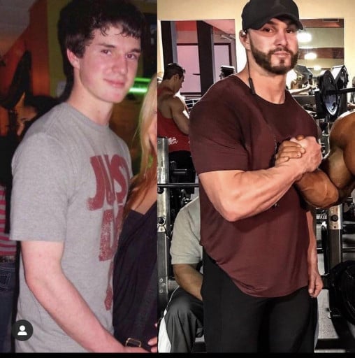 Progress Pics of 70 lbs Muscle Gain 6 foot 2 Male 185 lbs to 255 lbs