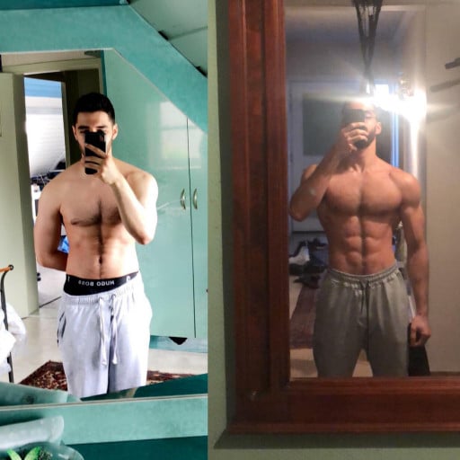 Progress Pics of 30 lbs Muscle Gain 5 feet 9 Male 135 lbs to 165 lbs