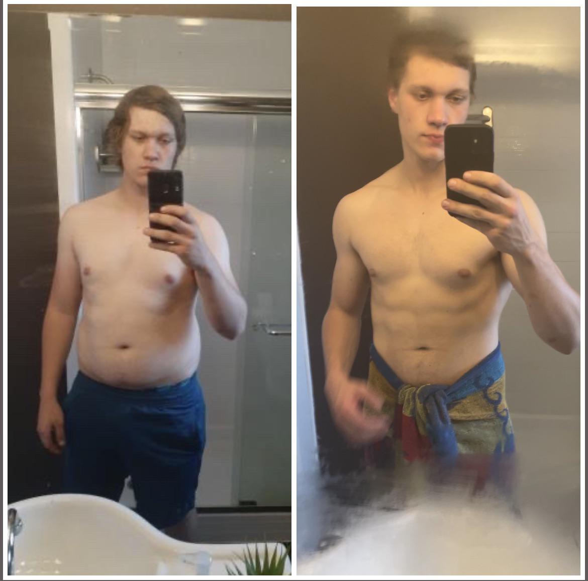 Before and After 46 lbs Weight Loss 6 feet 2 Male 240 lbs to 194 lbs