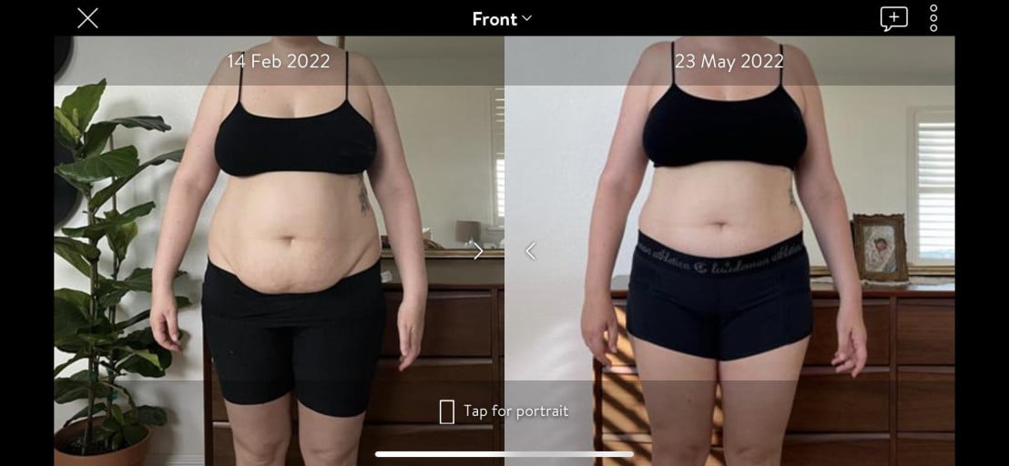 5'6 Female 23 lbs Fat Loss Before and After 208 lbs to 185 lbs