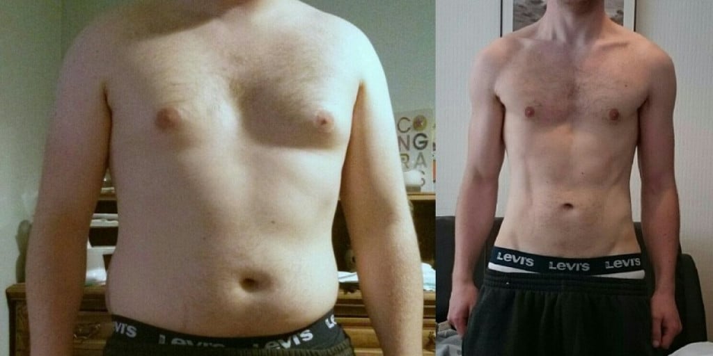 A progress pic of a 5'8" man showing a fat loss from 213 pounds to 150 pounds. A total loss of 63 pounds.