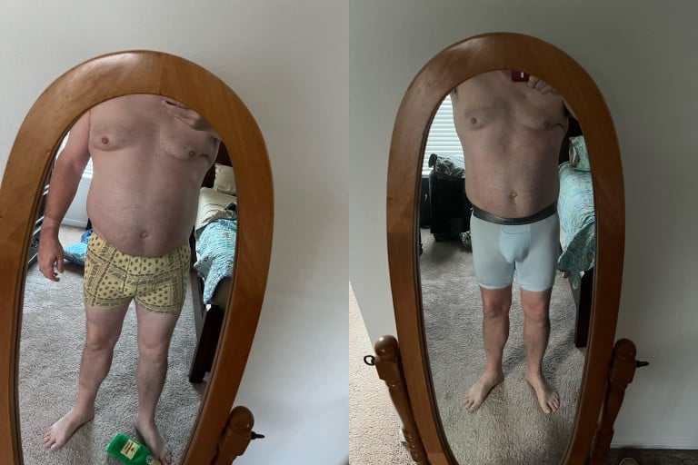 20 lbs Fat Loss Before and After 5 foot 11 Male 232 lbs to 212 lbs