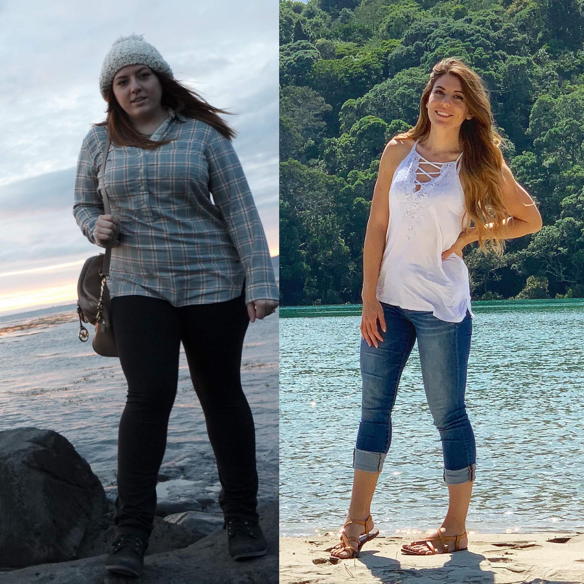 5 feet 6 Female Before and After 80 lbs Weight Loss 230 lbs to 150 lbs