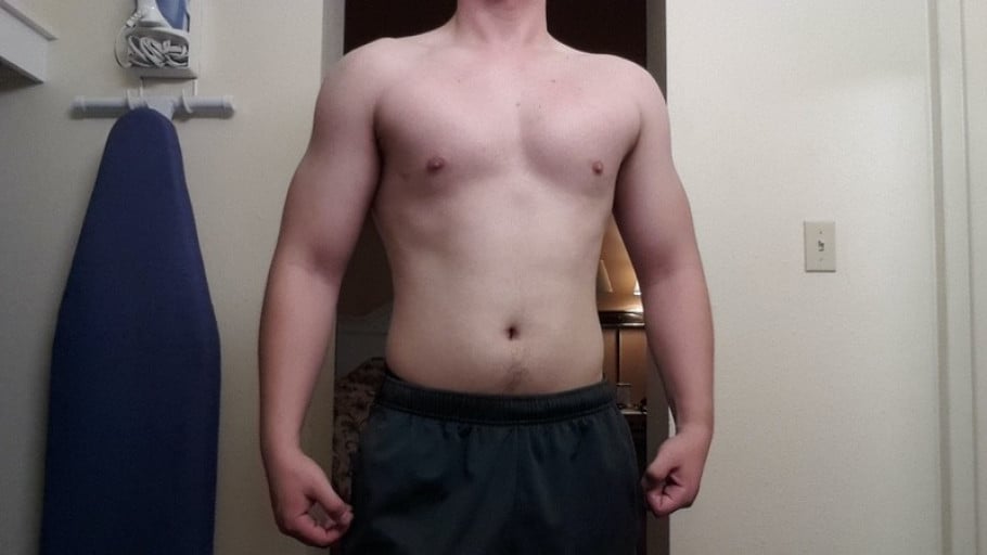 A photo of a 5'8" man showing a snapshot of 183 pounds at a height of 5'8