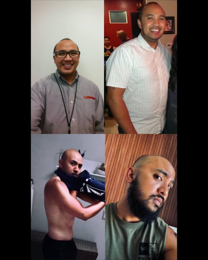 Before and After 55 lbs Weight Loss 5 foot 8 Male 215 lbs to 160 lbs