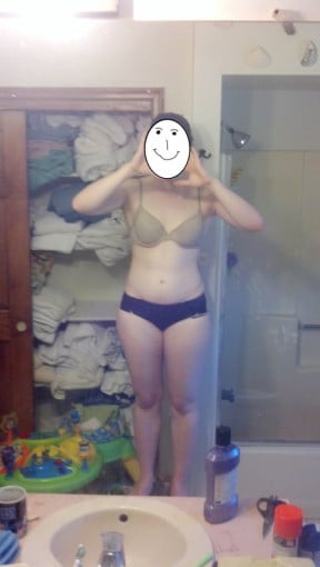 A picture of a 5'7" female showing a snapshot of 161 pounds at a height of 5'7