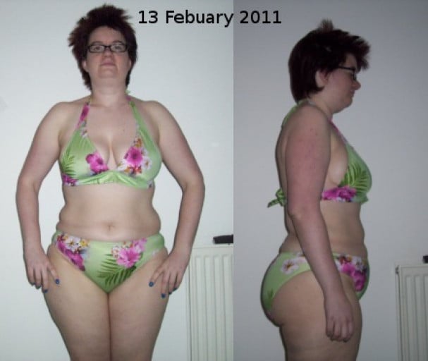 A before and after photo of a 5'6" female showing a weight loss from 200 pounds to 163 pounds. A net loss of 37 pounds.