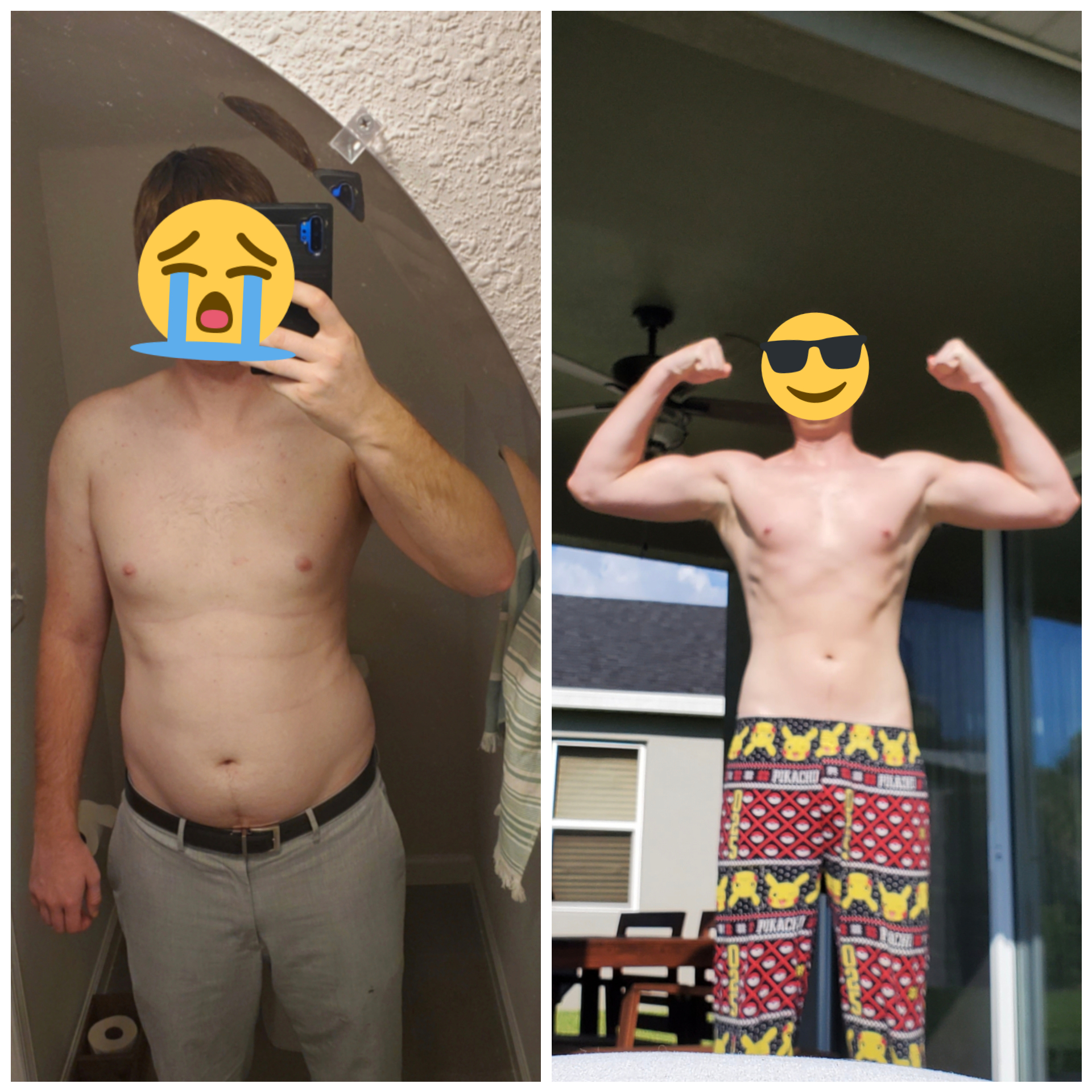 6 feet 5 Male Before and After 40 lbs Fat Loss 235 lbs to 195 lbs