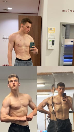 6'1 Male Before and After 15 lbs Muscle Gain 155 lbs to 170 lbs