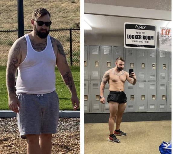 Before and After 51 lbs Weight Loss 5 feet 10 Male 240 lbs to 189 lbs
