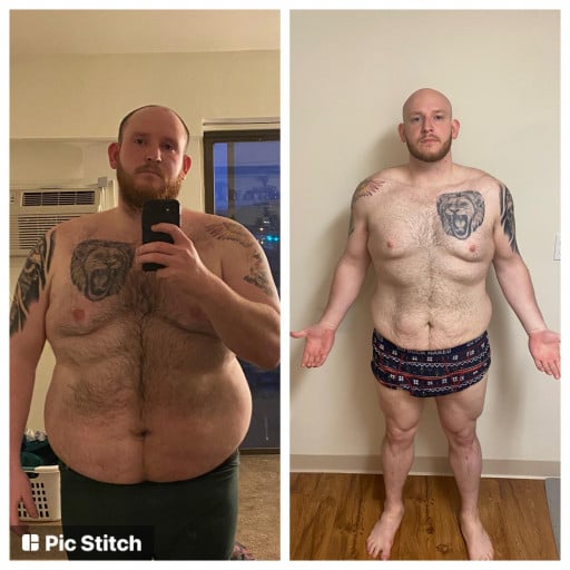6 foot Male Before and After 46 lbs Fat Loss 323 lbs to 277 lbs