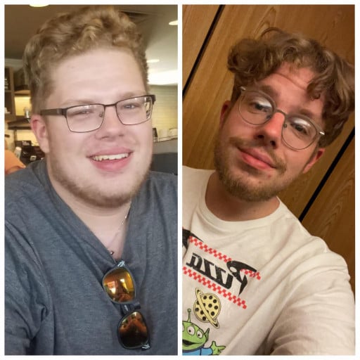 105 lbs Weight Loss Before and After 5 foot 11 Male 350 lbs to 245 lbs