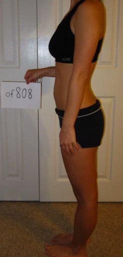 A photo of a 5'1" woman showing a snapshot of 110 pounds at a height of 5'1