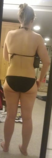 A progress pic of a 5'7" woman showing a snapshot of 147 pounds at a height of 5'7