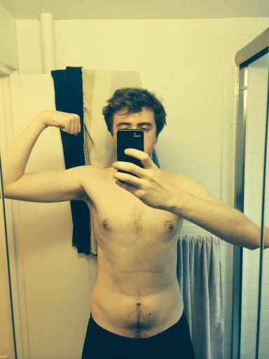 A progress pic of a 6'5" man showing a weight reduction from 185 pounds to 175 pounds. A net loss of 10 pounds.