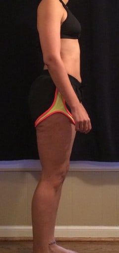A progress pic of a 5'10" woman showing a snapshot of 168 pounds at a height of 5'10
