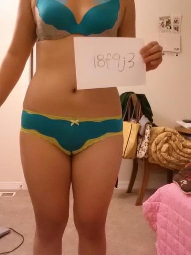 A picture of a 5'8" female showing a snapshot of 171 pounds at a height of 5'8