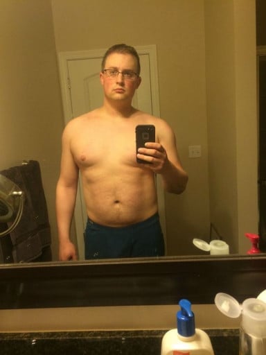 A photo of a 5'9" man showing a weight loss from 225 pounds to 199 pounds. A respectable loss of 26 pounds.
