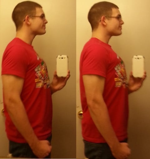 A picture of a 6'0" male showing a weight reduction from 295 pounds to 182 pounds. A net loss of 113 pounds.